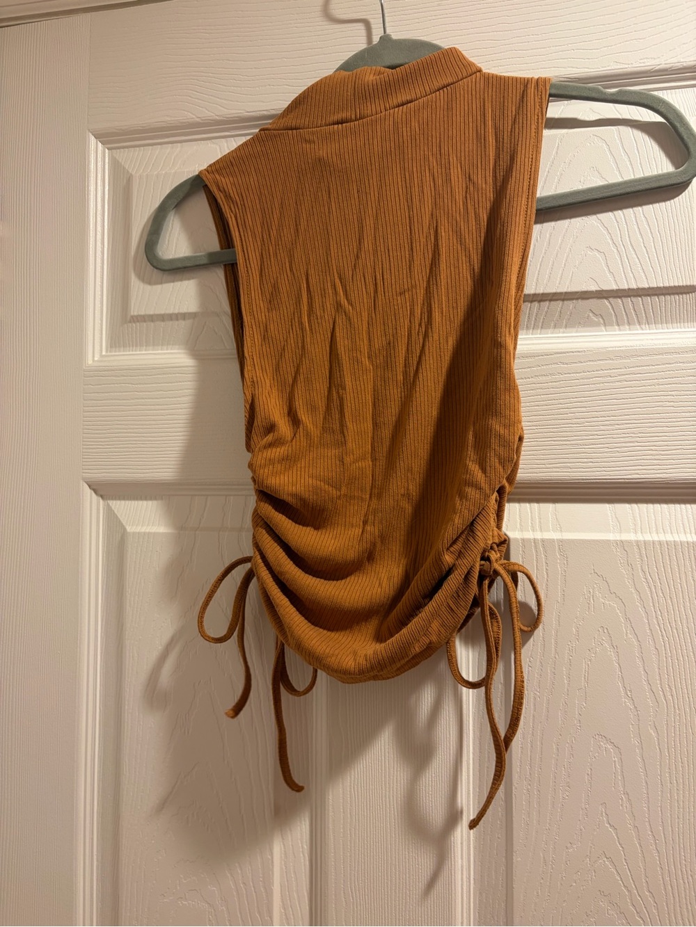 Forever 21 Ribbed Drawstring Tank Top - Rust Orange - Picture 3 of 3
